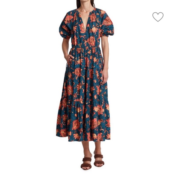 A.L.C. Dresses & Skirts - A.L.C. Floral Midi Dress in Blue and Orange